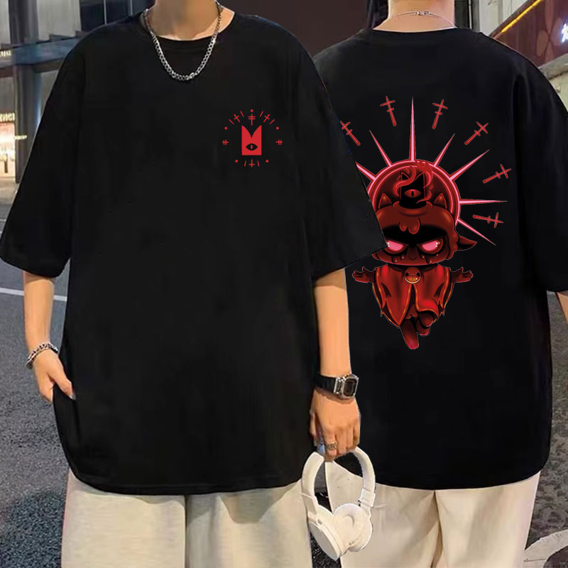 Anime Men Women 100 Cotton Oversized Tshirt Cartoon Game Cult of The Lamb Double Sided Graphic - Cult Of The Lamb Plush