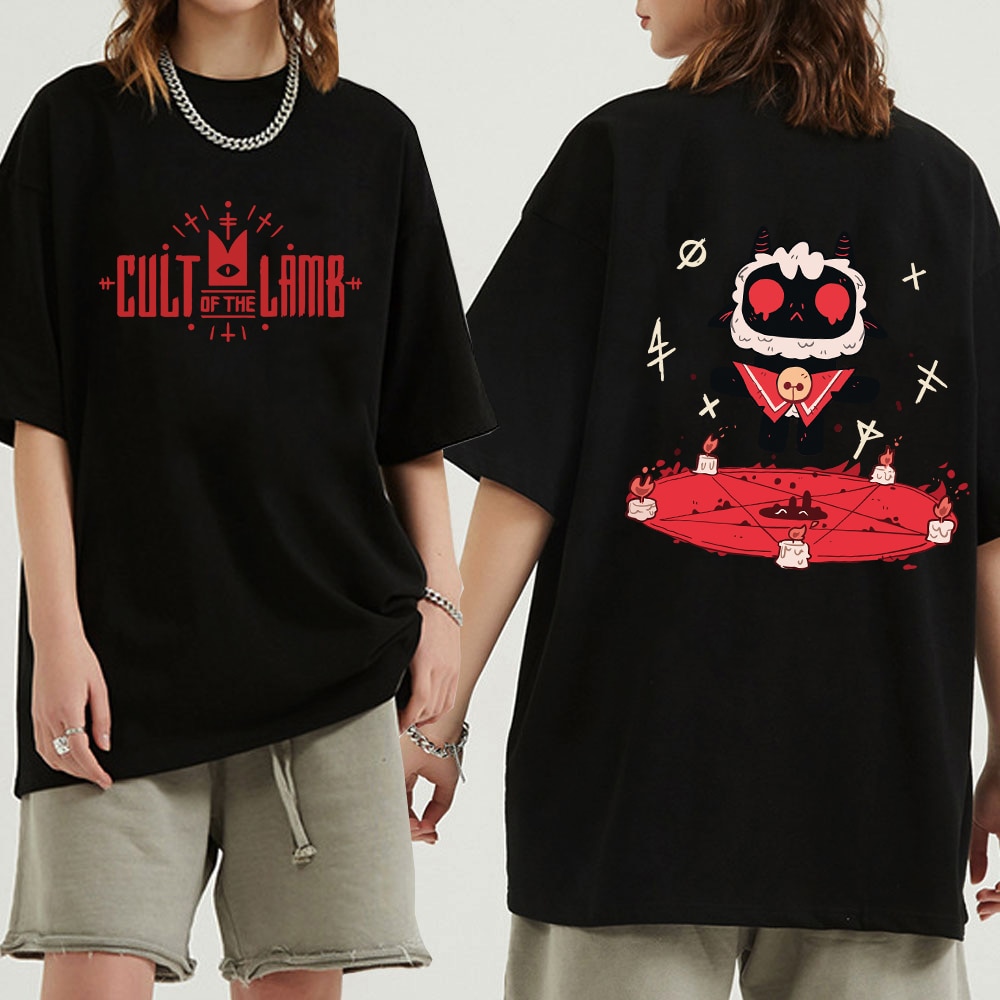 Cult of The Lamb T Shirt 90S T Shirt Ullzang Streetwear Top Tees for Boys Girls - Cult Of The Lamb Plush